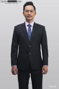 Bộ Suit Đen Sọc Vàng Classic Fit TGS242
